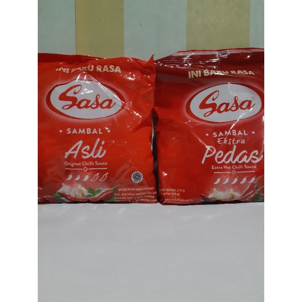 

sasa saus sambal asli/sambal ekstra pedas 24 sachet @ 9 gram