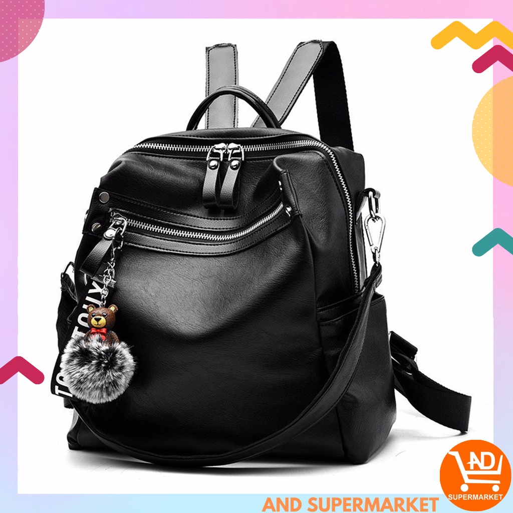 AND / COD / Tas Ransel Wanita Korea Fashion Style Tas Punggung Cewek Backpack Women Kulit Sintetis Tas Ransel Kekinian Tas Ransel Import Motif Polos Tas Punggung Tas Cewek Import Tas Ransel Wanita / Backpack Import Real Pict T264