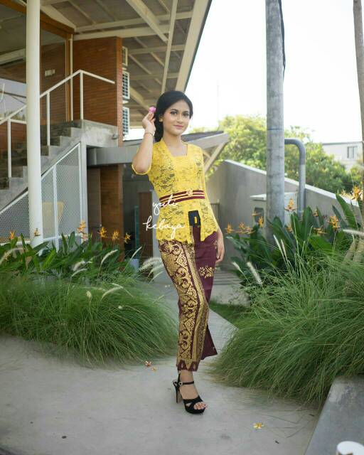 Set kebaya bali kutubatu,  kebaya kuning,  kebaya murah | yuli kebaya