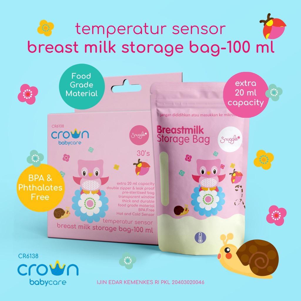 CROWN Kantong Asi Double Zipper 30pcs vol 120ml ( 100-20 ML ) BPA FREE