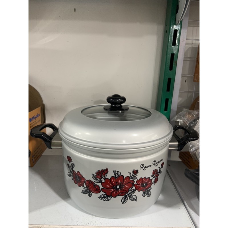 Panci Rice Cooker Stainless Dan Kukus Tutup Kaca 22 24 Cm Kuat Bagus Awet Murah - Steamer Silano SRC