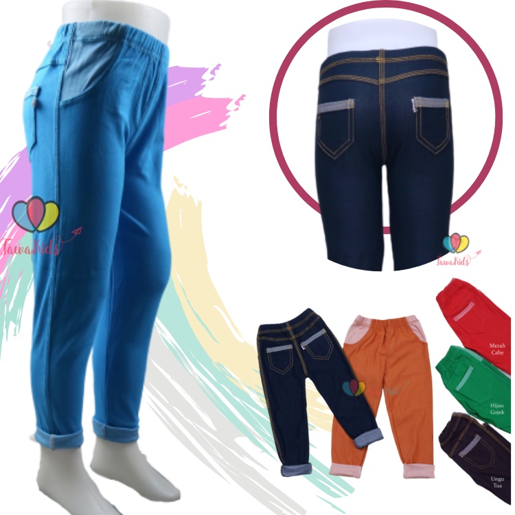 (COUPLE) Mom &amp; Kids Premium Jeans Legging Bayi-15 Tahun (Ada Banyak Size) Soft Jegging Stretch Import