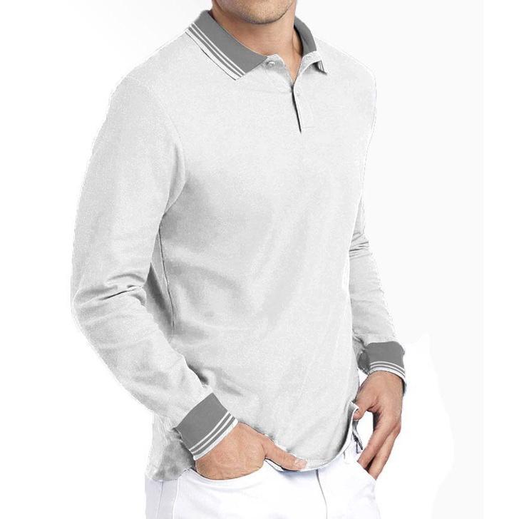 DailyStore - Kaos polo shirt polos | kaos kerah pria | kaos kerah kombinasi abu lengan panjang 2A0