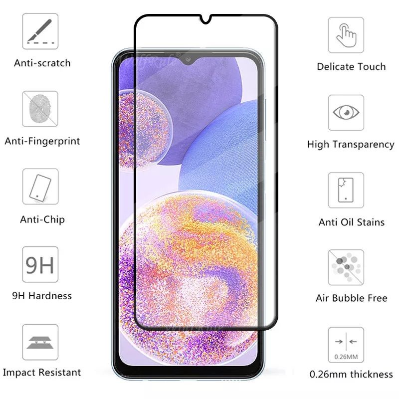 Tempered Glass Full Samsung A14 A34 A54 M14 A13 A23 A33 A53 A73 M23 M22 M32 M12 M01 M02 Screenguard Antigores Kaca Temperglass Screen Protector