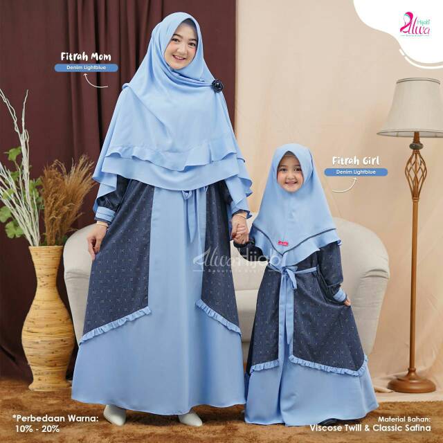Gamis fitrah family denim light blue by alwa hijab