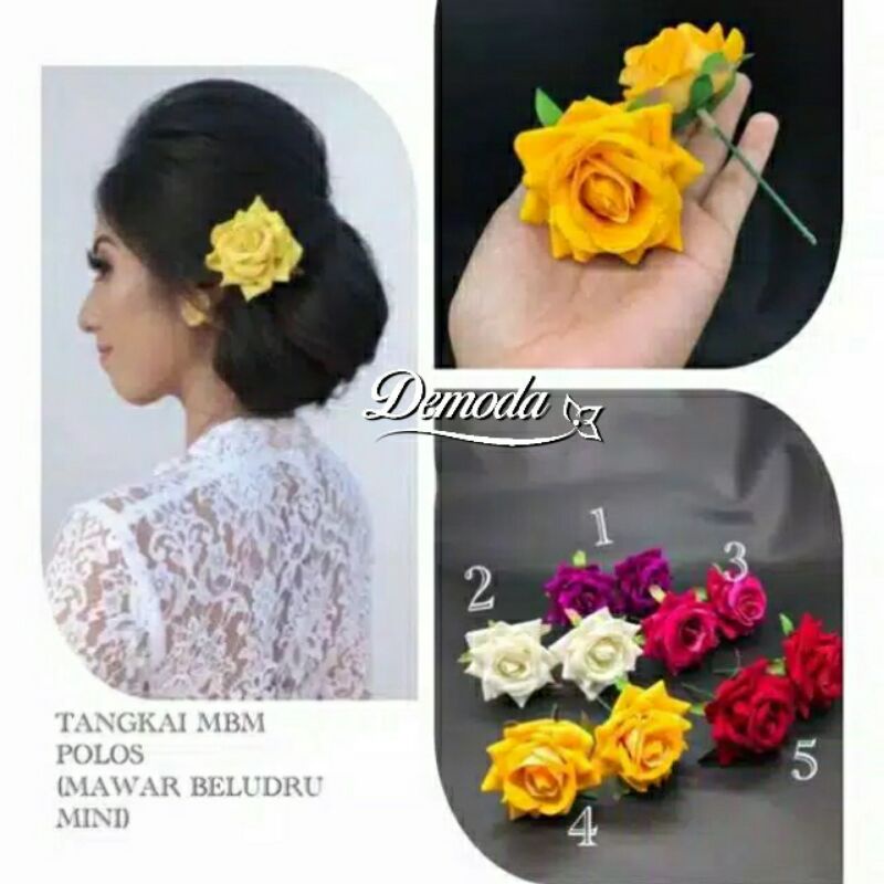 Tusuk mawar beludru premium / tusuk mawar bludru / cucuk mawar beludru / hiasan rambut mawar / akses
