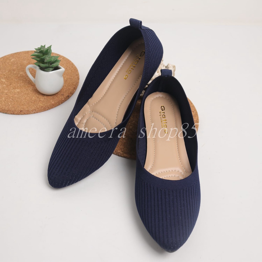 Gratica - Sepatu Wanita Flat shoes Rajut IMPORT AM072 - NEW ameera