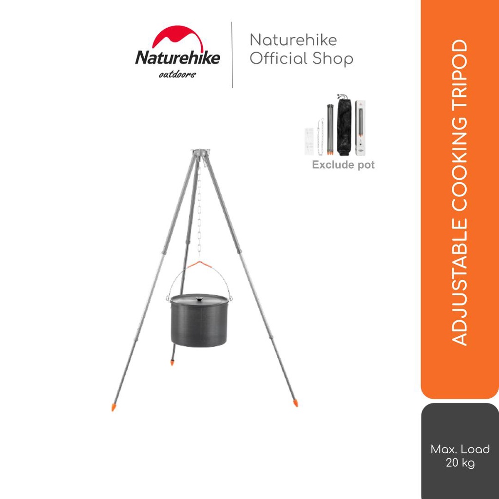 Naturehike Adjustable Cooking Tripod Nh19Cj004 Gantungan Panci Camping