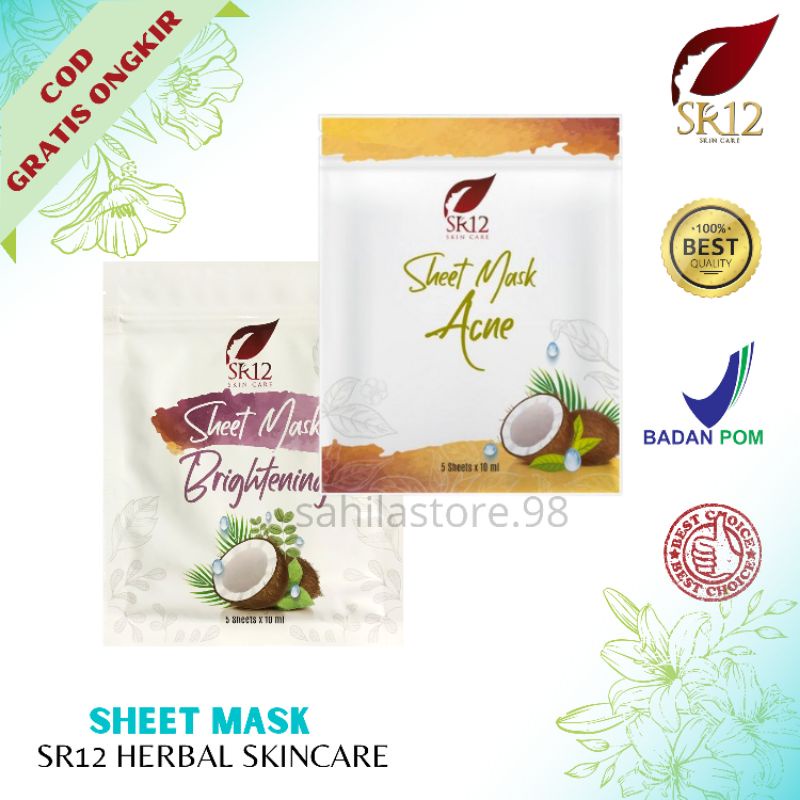 Sheet Mask SR12 / Sheet Mask Wajah Berjerawat / Masker Wajah Lembaran