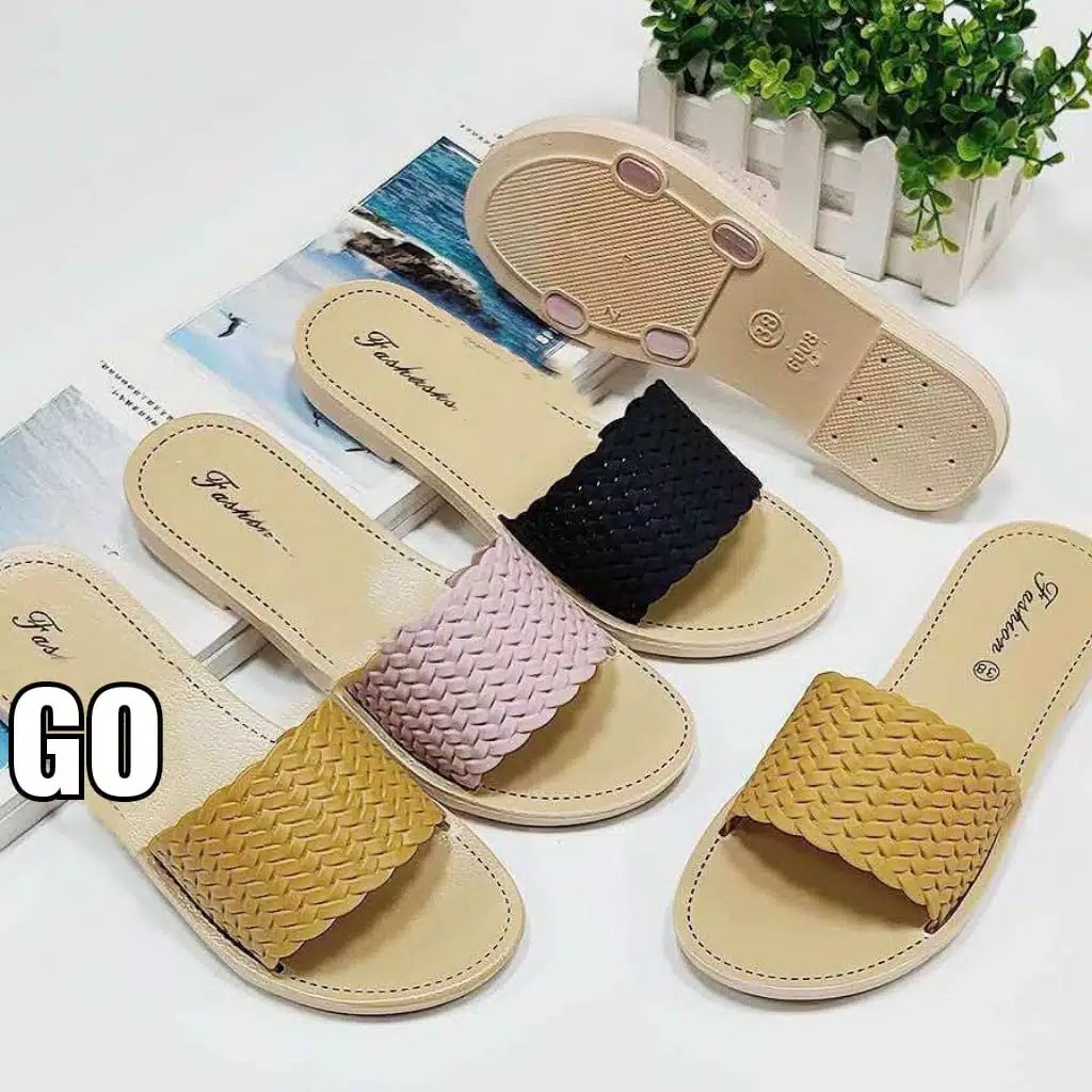 sogo Import TIKAR RAJUT Sandal Wanita Murah Slip Casual Teplek Sandal Cewek Flat