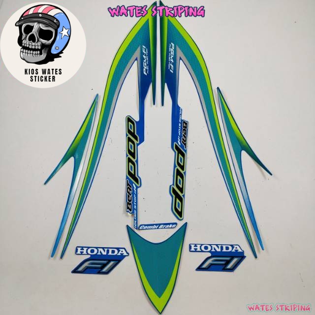 Striping Decal Polet Sticker honda beat pop idling stop 2014 2015 stiker list body biru motor standa