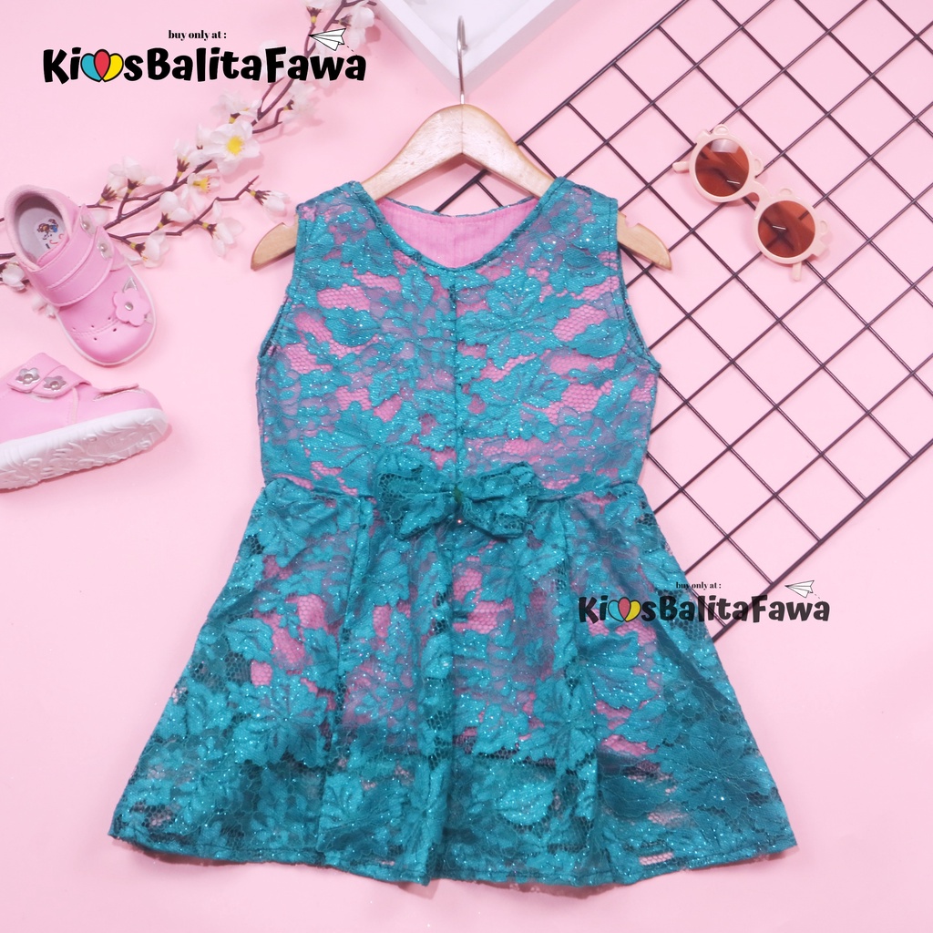 Dress Keira uk 3-4 Tahun / Dres Brukat Kensi Anak Perempuan Gaun Pesta Kondangan Baju Balita Import