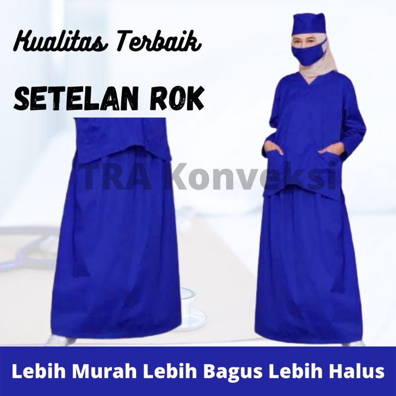 [JUMBO] Baju Jaga Oka Ok Setelan Rok Lengan Panjang Rumah Sakit Dinas Dokter Perawat Bidan Tenaga Me