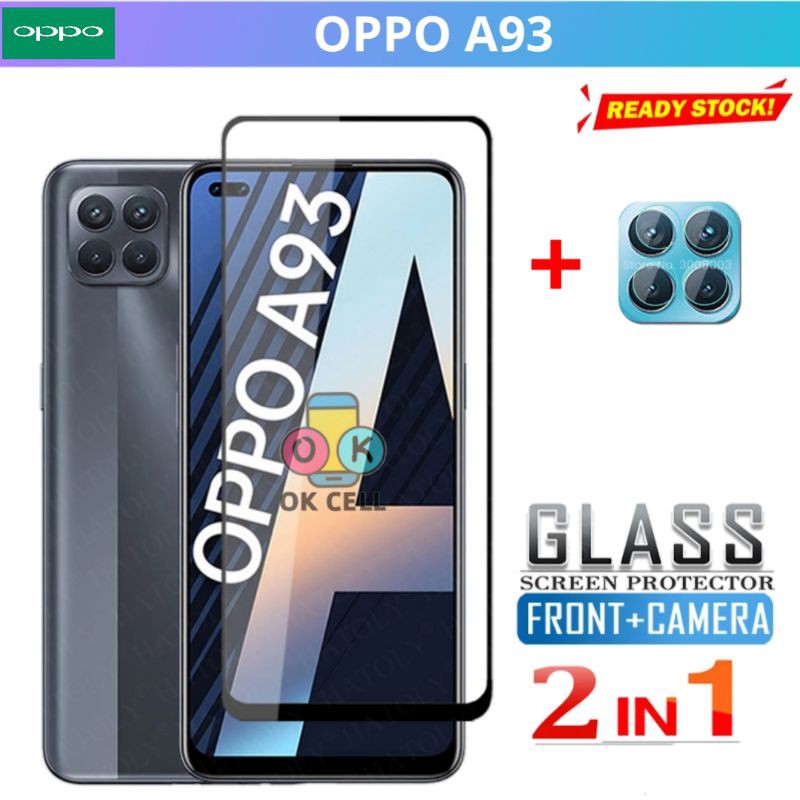 2in1 Tempered Glass Tg Anti Gores Full Layar Kamera Oppo A93 Screen Protector Premium