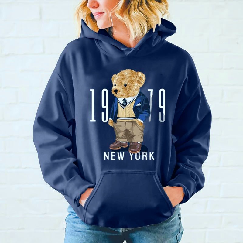 HOODIE WANITA OVERSIZE 1979 NEWYORK TEDDY // JUMPER WANITA SIZE M TO XXL FLEECE TEBAL PREMIUM LEMBUT TERBARU,