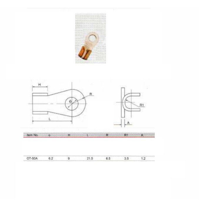 skun Kabel CU OT 50A-6mm Baterai Kabel Konektor 50a skun kabel