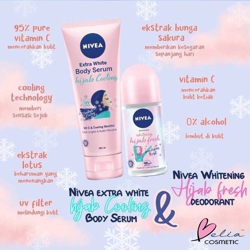 ❤ BELIA ❤ NIVEA Whitening Hijab Series Fresh Body Serum, Deodorant Spray, Deodorant Roll On (✔️BPOM)