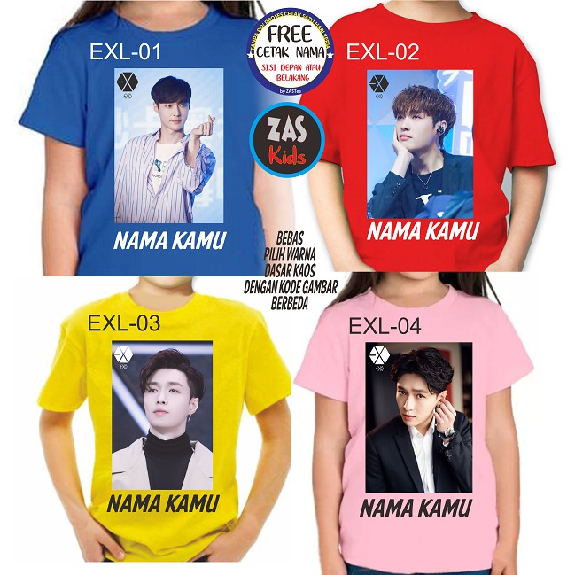 Kaos Anak Band Korea LAY EXO Free Cetak Nama / Tulisan Banyak Karakter