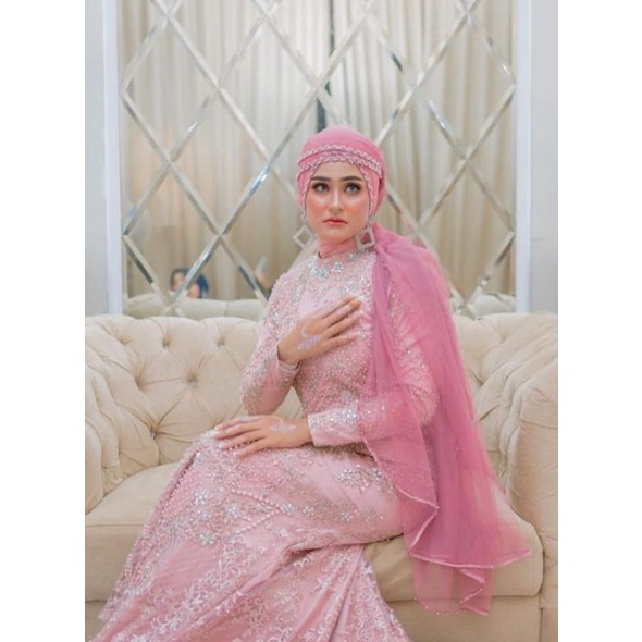 Slayer pengantin muslim veil mutira bambu