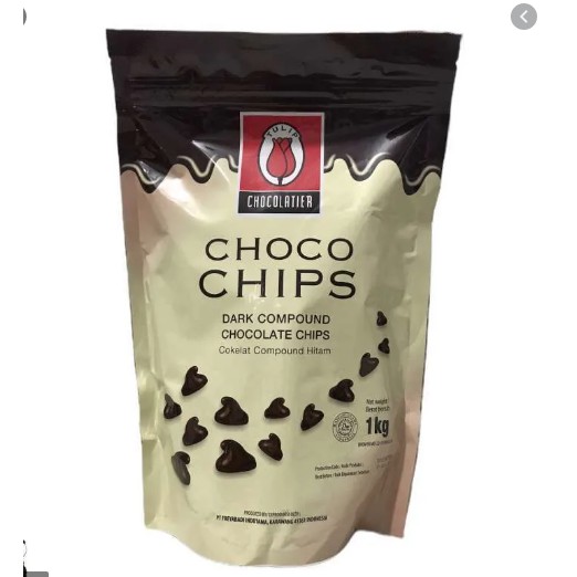 

Tulip choco chips dark compound chocochip chocolate chips dark coklat 1kg coklat masak coklat cookie