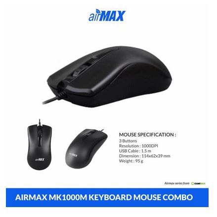 ITSTORE Keyboard Mouse airMAX MK100M MK-1000M Garansi 1Tahun USB Multimedia Combo