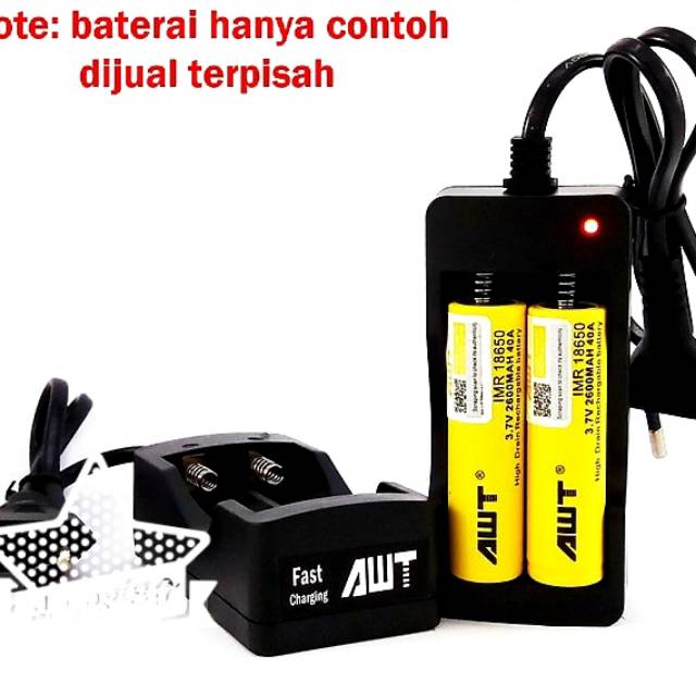 Charger baterai 18650 kapasitas 2 slot untuk battery police senter laser dll