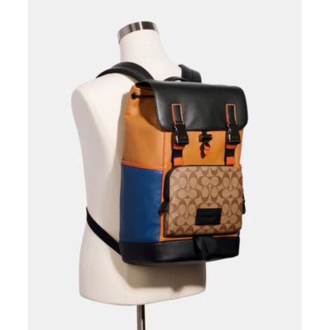 Coach Track Backpack In Color block in Signature Canvas Coach (C2722)