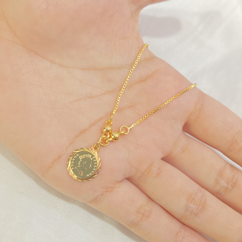 Kalung Wanita Lapis Emas Koin Permata Aksesoris Fashion Xuping noinacc