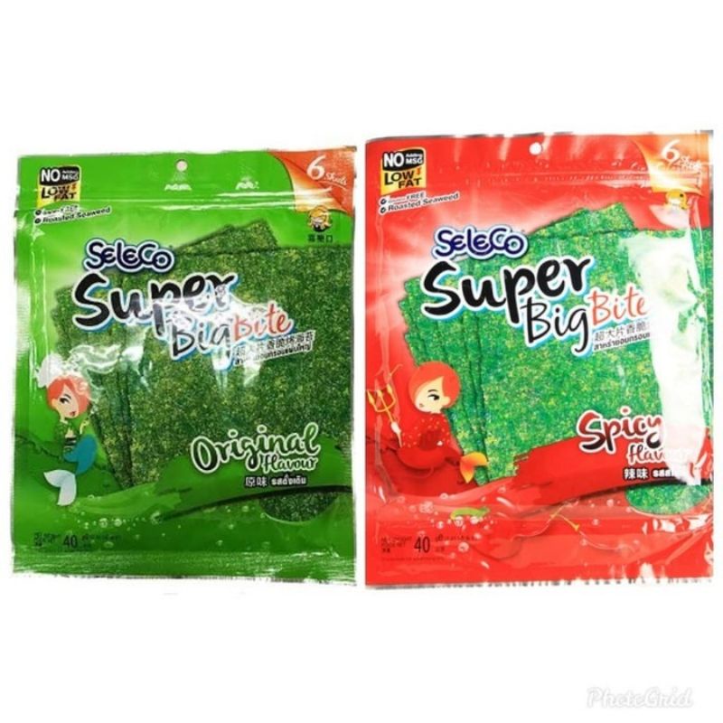 

Seleco Seaweed NO MSG LOW FAT Super Big Bites Rumput Laut Big Sheet Crispy Seaweed
