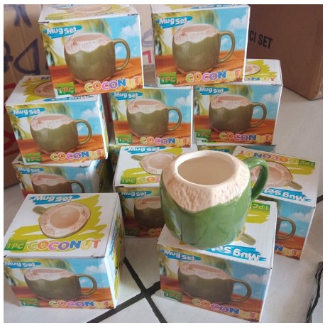 Mug Gelas Cangkir Bentuk Kelapa Muda Degan Hijau Coconut