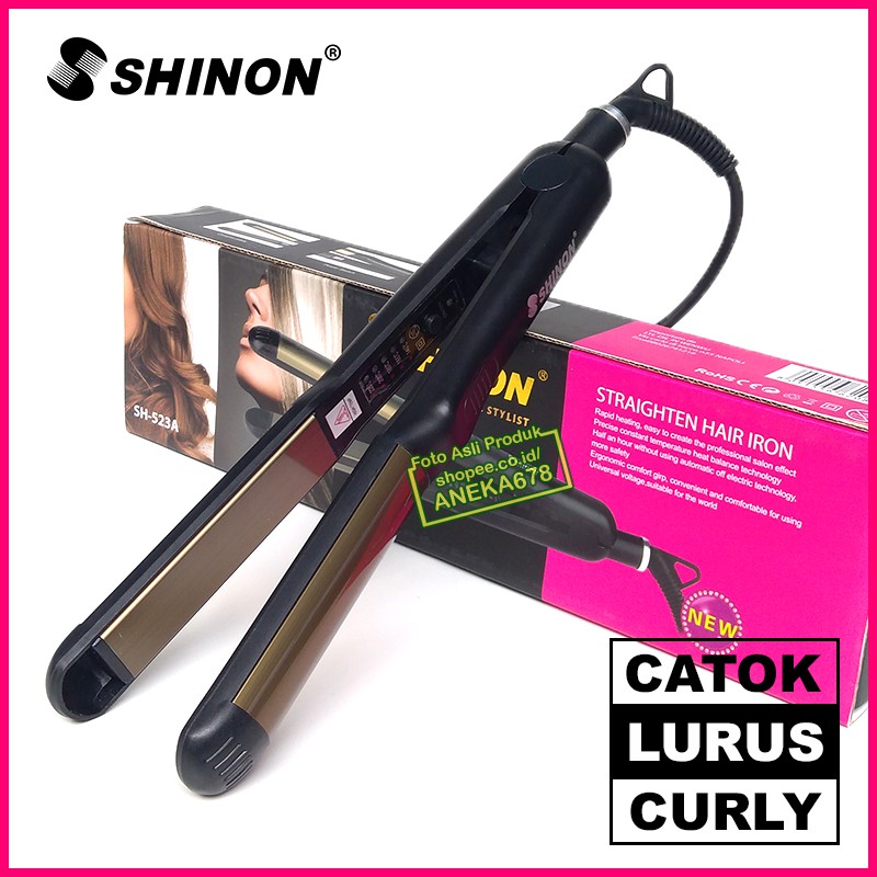 SHINON SH 523A LURUS ALAT CATOK RAMBUT CATOKAN CURLY 523 KERITING