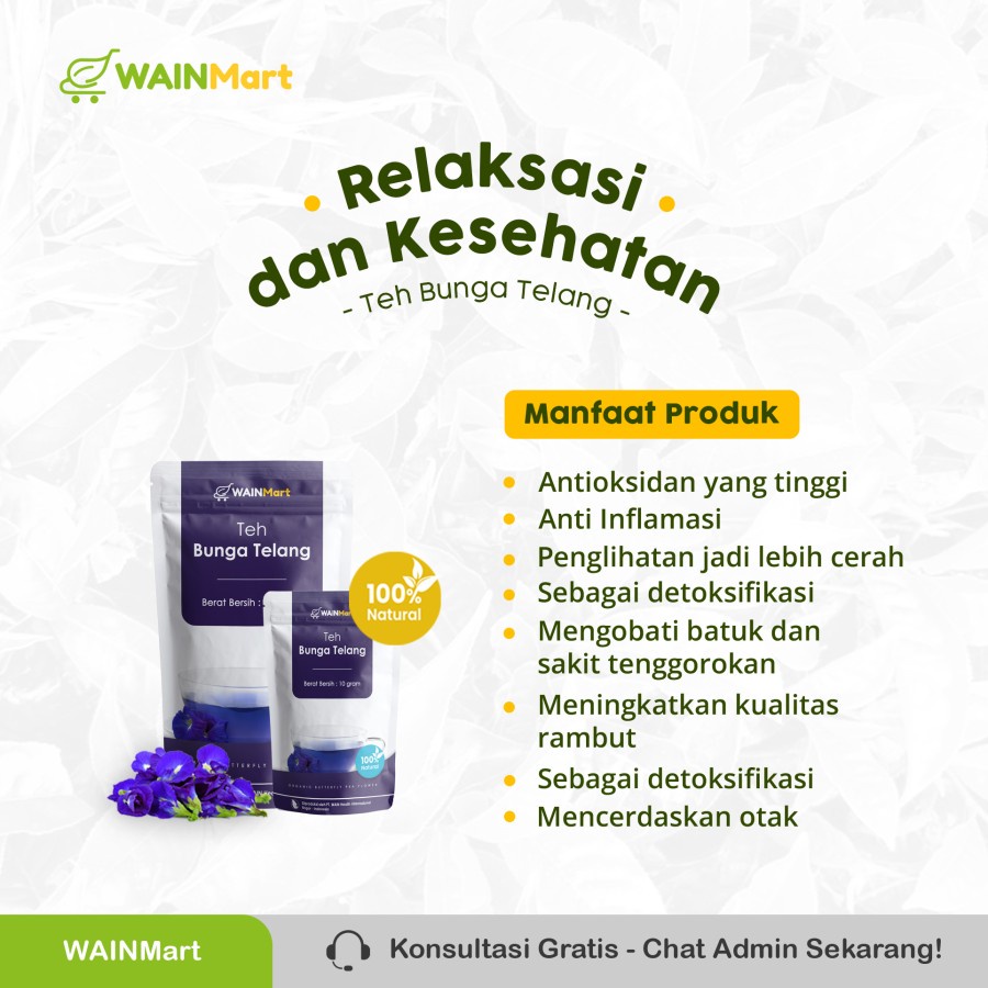 PAKET HEMAT RELAKSASI Teh Bunga Kering Herbal Teh Bunga Chamomile 10g 3 pcs + Bunga Telang 10g 2 pcs