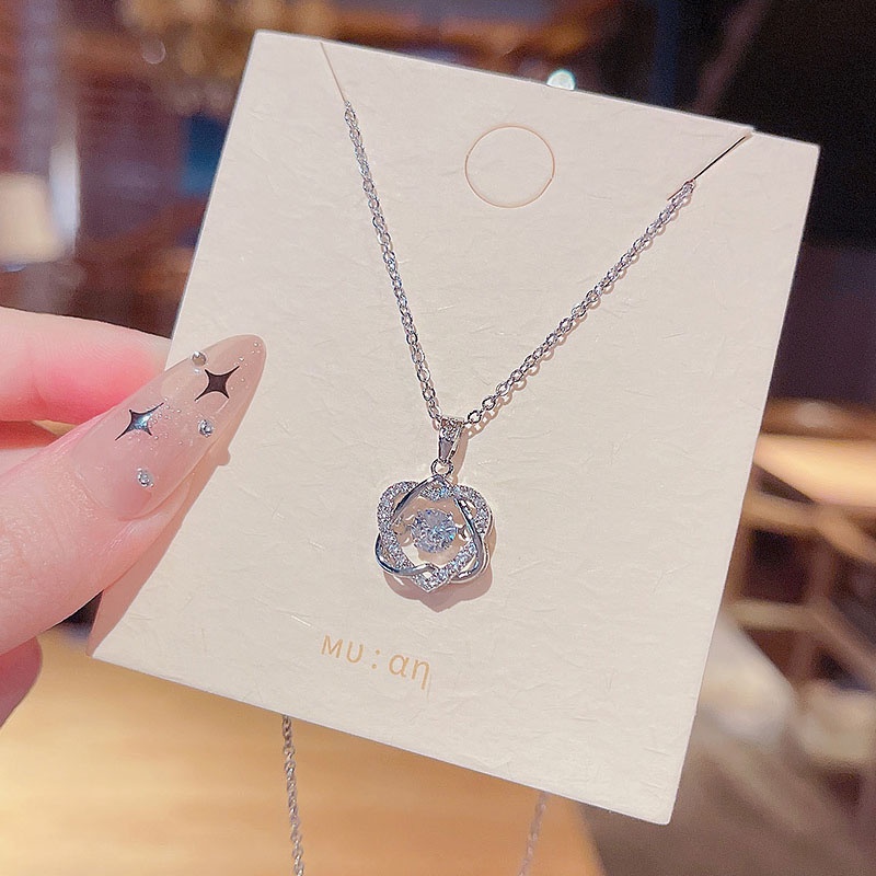 Shuling High Sense Zircon Heart Pendant Titanium Steel Necklace Female Fashion Diamond Choker Necklace