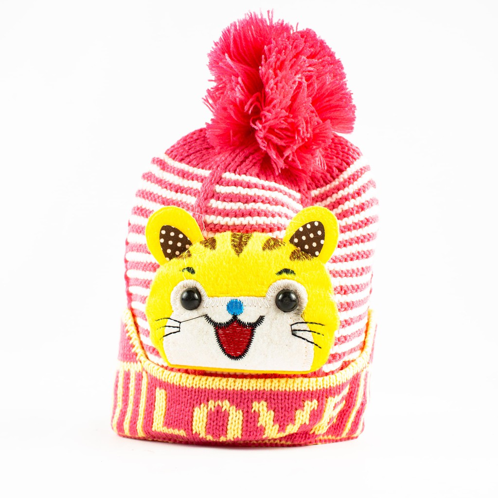 Topi Anak Bahan Rajut Premium Gambar Harimau Love / Singa