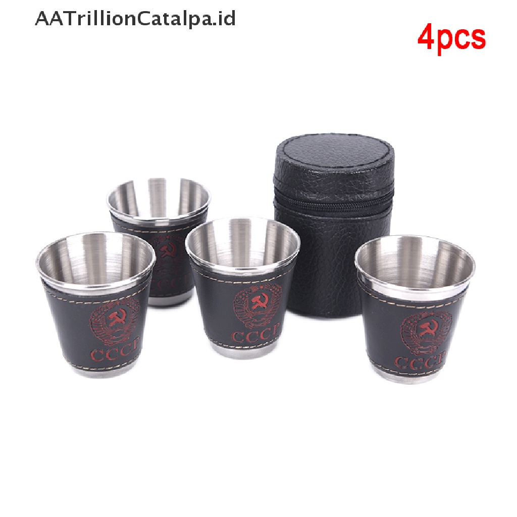 Aatrillioncatalpa 4pcs / lot Gelas Wine 70ml Bahan Stainless Steel Untuk Camping / Piknik