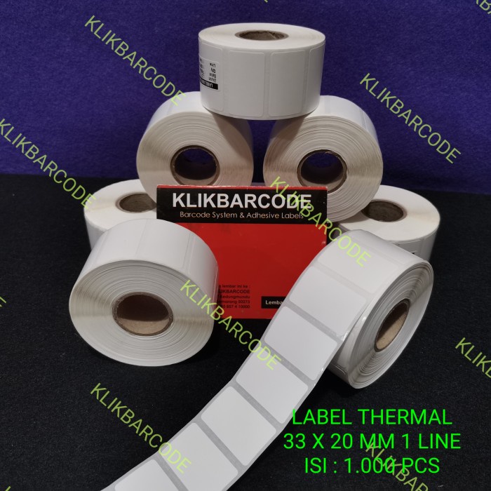 

LABEL BARCODE 33 X 20 MM - 1 LINE - DIRECT THERMAL - ISI : 1000 PCS