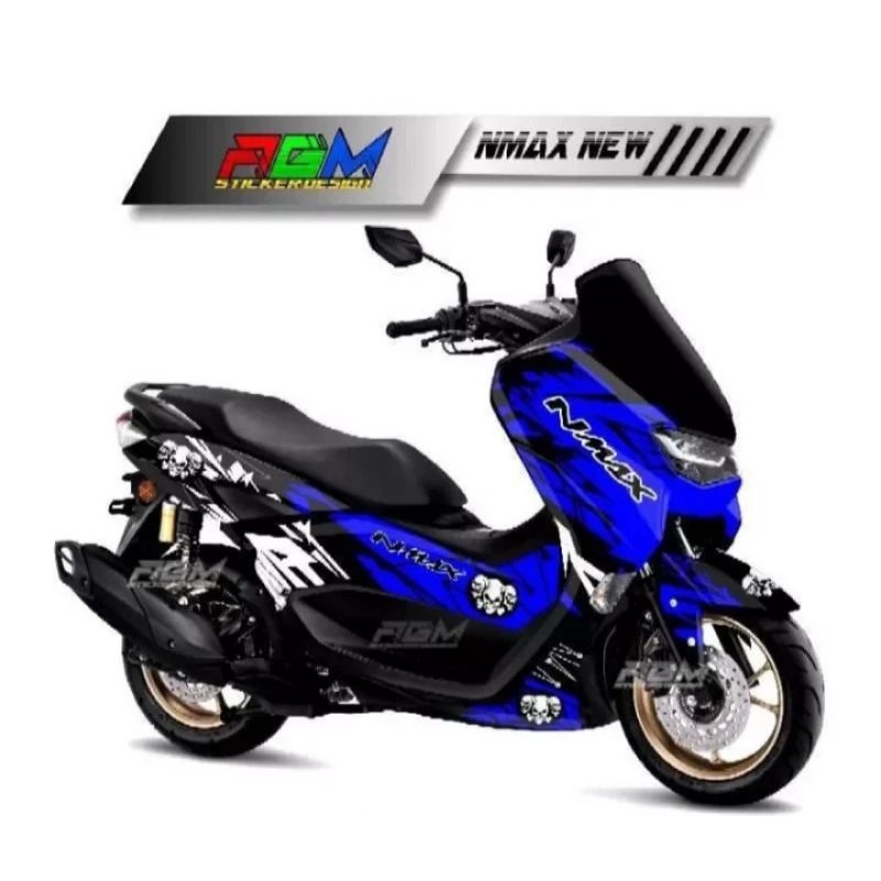 seticker variasi decal full body yamaha nmax new biru hitam