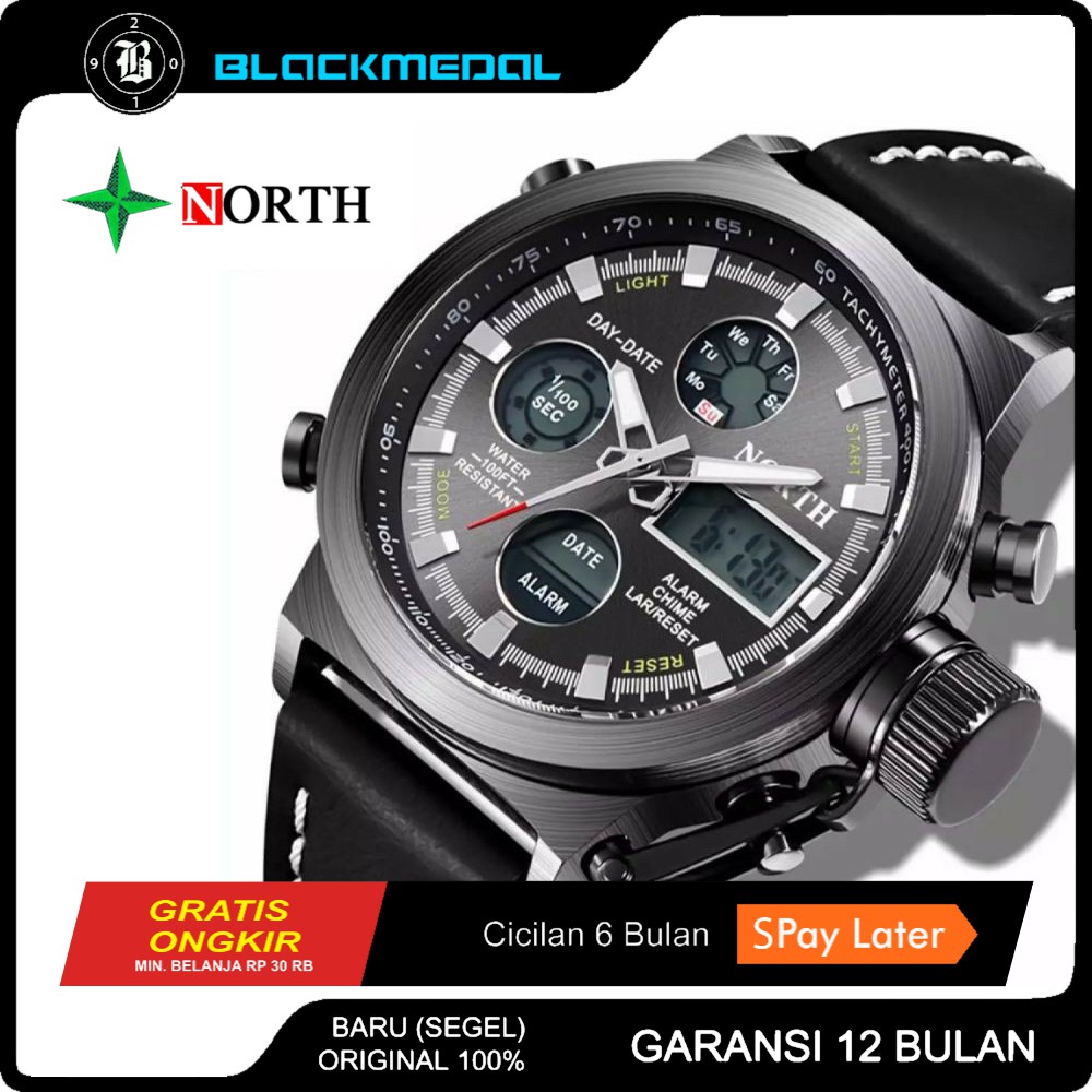 North n 6022 Lampu Latar Sport Pria Militer LED Jam Tangan Pria Military