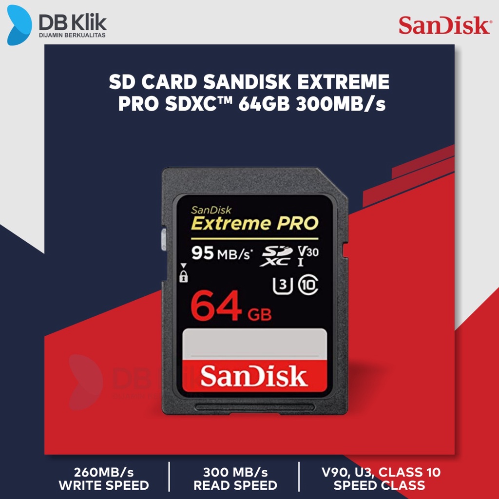 SD Card SanDisk Extreme Pro SDXC 64GB 300MB/s (SDSDXDK-064G-GN4IN)