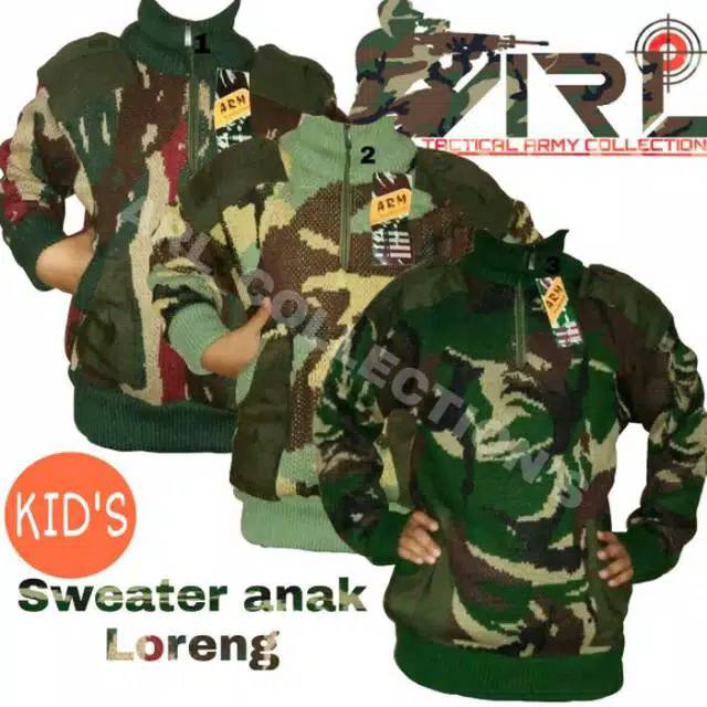 sweater anak loreng/sweter rajut anak army / jaket sweater anak