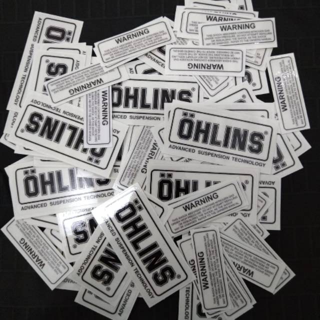 stiker warning OHLINS ORI TRANSPARAN SHOK KUALITAS TERBAIK TAHAN AIR TER MURAH