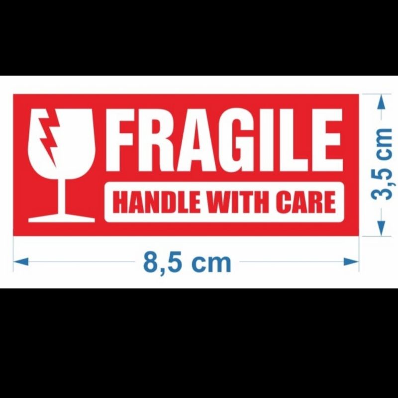 

100pcs Stiker label FRAGILE handle with care awas pecah 8,8x3,5cm