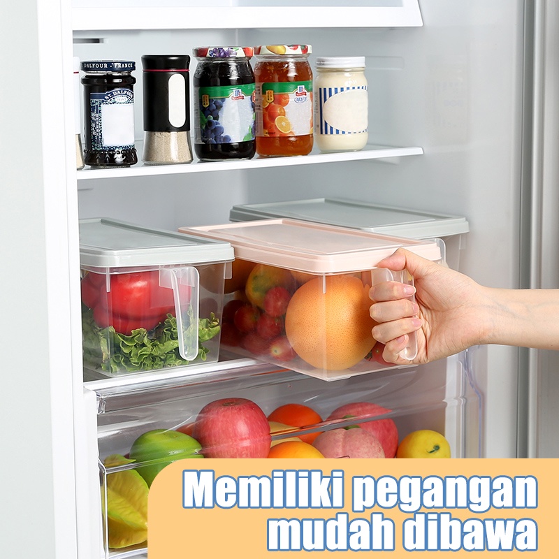 Letyeah &amp; Anantagt Kontainer Transparan Kotak Persegi Kulkas Food Grade Storage Box/Tempat Penyimpanan Makanan Sayur Buah