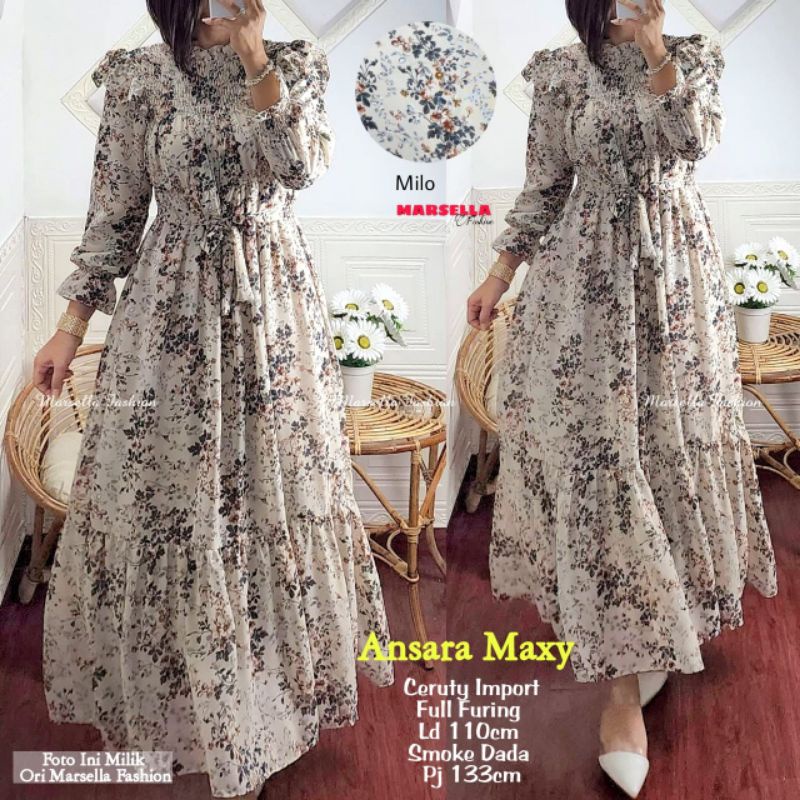 Ansara maxy dress jumbo wanita fashion solo recommended high quality