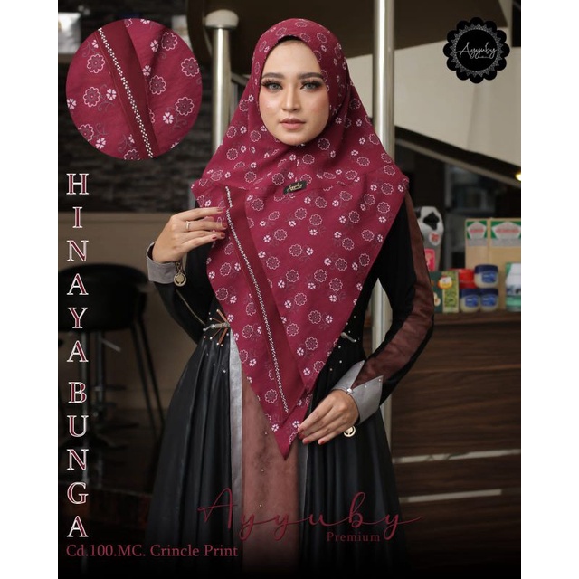 HIJAB HINAYA BUNGA KHIMAR MOTIF ORIGINAL AYYUBY PREMIUM