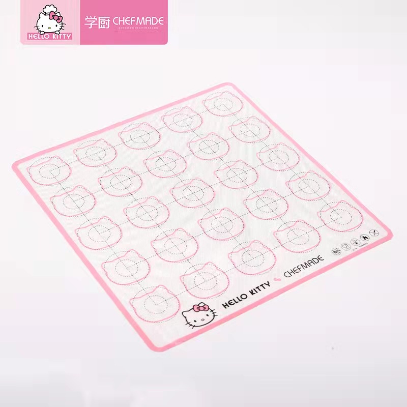 Hello Kitty 27 x 27 Cm Chefmade KT7053 Macaron Silicone Baking Mat Silpat Silikon Silmat Ovenable Tahan Panas Warna Pink