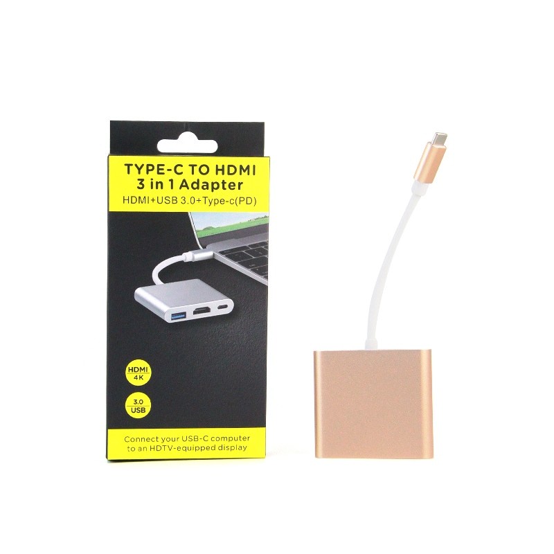 CONVERTER TYPE-C TO HDMI TYPE-C USB 3.0 3in1 - KABEL MONITOR/PROYEKTOR