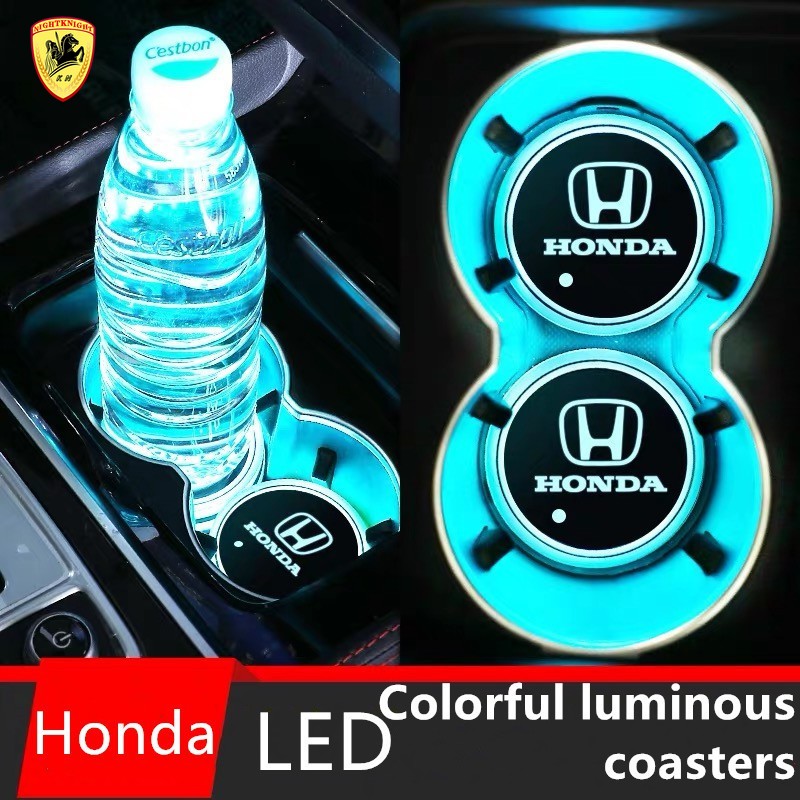 Mobil tatakan air Penutup Mobil Alur Alas Piala Air Pad Lampu Led Warna-warni for Honda CITY JAZZ CIVIC HRV CRV BRV Accord