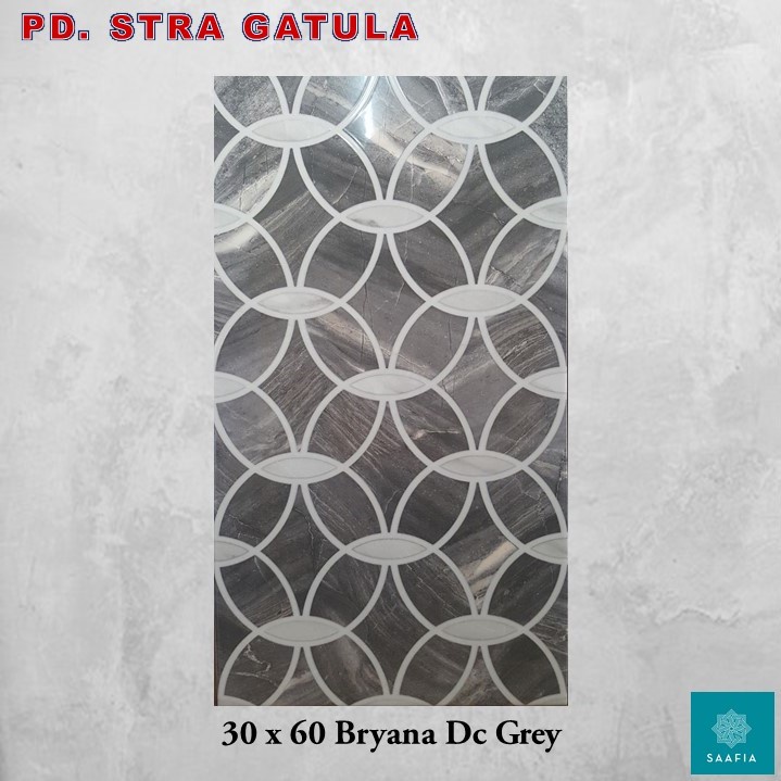 Keramik Saafia 30 x 60 Bryanna Dc Grey / Saafia Tile 30 x 60 Bryanna Dc Grey / Keramik dinding Gloss