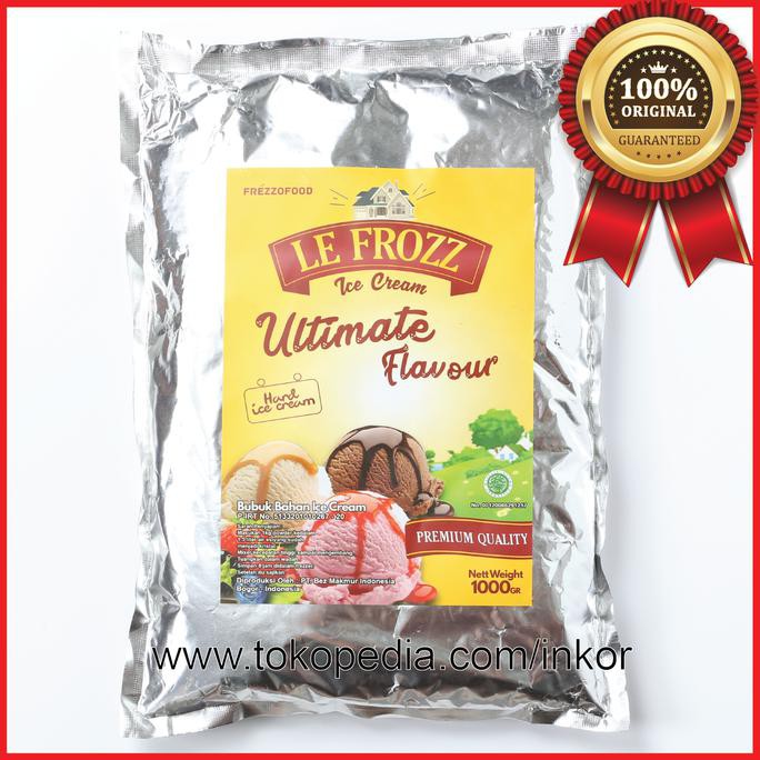 

31.87-Kue- Gojek/Grab Serbuk Bubuk Bahan Es Krim Vanilla Le Frozz Ice Cream 1Kg -Terlengkap-